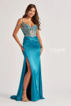 Colette by Daphne CL8460 Novelty Stretch Satin Beading Dress