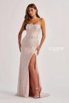Colette by Daphne CL8595 Metallic Lace Stretch Lining Dress