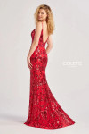 Colette by Daphne CL8685 Sequin Stretch Mesh V-Neck Dress