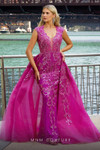 MNM Couture M1117 Sequin Tulle Plunging V-Neck Fitted Dress