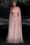 MNM Couture K4107 Beaded One Shoulder Long Sleeve Long Dress
