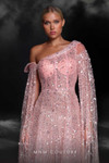 MNM Couture K4107 Beaded One Shoulder Long Sleeve Long Dress