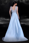 MNM Couture K4110 Tulle Taffeta Plunging Neck Fringes Dress