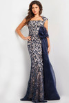 Jovani 37203 Lace Embroidered Square Neck Cap Sleeve Gown