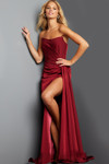Jovani 09841 Jersey Scoop Neck Strapless Ruched Long Dress