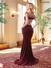 Clarisse 3409 Jersey Ornate Cap Sleeves Fitted Long Gown