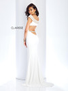 Clarisse 3409 Jersey Ornate Cap Sleeves Fitted Long Gown