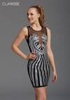 Clarisse 358 Metallic Illusion Scoop Neck Sleeveless Dress