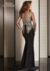 Clarisse M6203 Sheer Metallic Lace Long Sleeves Long Gown
