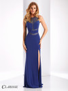 Clarisse 3040 Illusion Jewel Sleeveless Sheath Long Gown