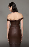 MNM Couture N0630 Leather Strapless Off Shoulder Long Dress
