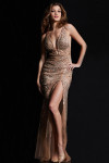 Jovani 07503 Sequin Mesh Plunging V-Neck Sleeveless Gown