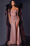 Jovani D6023 Sequin Off Shoulder Sleeves Sheath Long Dress