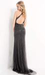Jovani 00694 Halter V-Neckline Beaded Sleeveless Sheath Gown