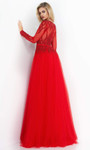 Jovani 60325 Embellished V-neck Sheer Long Sleeves Long Gown