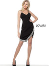 Jovani 68988 Asymmetrical Skirt Thin Strapped Short Dress