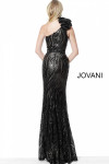 Jovani 56095 Satin Sequin Embellished One-Shoulder Dress