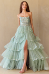 Amelia Couture 4033 Tulle Layered Scoop Neck Strapless Gown