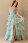 Amelia Couture 4033 Tulle Layered Scoop Neck Strapless Gown