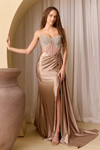 Amelia Couture 2128 Satin Illusion Beaded Strapless Gown