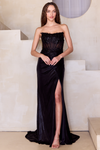 Amelia Couture 9055 Satin Strapless Illusion Scoop Neck Gown