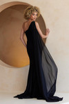 Amelia Couture 7056 One Shoulder Asymmetrical Neck Cape Gown