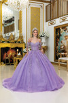 Dancing Queen 5045 Embroidery Off-Shoulder Quinceanera Dress