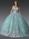 Dancing Queen 1962 Embroidered Floral Quinceanera Long Dress