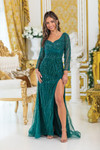 Dancing Queen 4479 Embroidery Beaded Long Sleeve Prom Dress