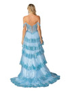 Dancing Queen 4440 Beaded Lace Trim Tiered Tulle Prom Dress
