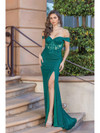 Dancing Queen 4344 Embellished Sheer Neck Off-Shoulder Gown