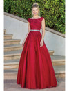 Dancing Queen 4245 Embroidered Tulle Cap Sleeves Prom Gown