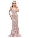 Dancing Queen 2415 Beaded Geometric Pattern V-Neck Gown