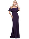 Dancing Queen 2348 Ruffle Off-the-Shoulder Flared Hem Gown