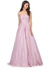Dancing Queen 2339 Satin Spaghetti Strap V-Neck Prom Dress