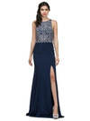 Dancing Queen 9964 Jersey Lace Embellished Sleeveless Gown