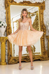Dancing Queen 3415 Embroidered Spaghetti Strap Short Dress