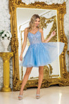 Dancing Queen 3415 Embroidered Spaghetti Strap Short Dress