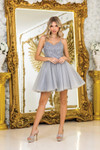 Dancing Queen 3413 Beaded Lace Spaghetti Strap Short Dress