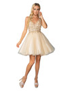 Dancing Queen 3398 Beaded Embellishments V-Neck Short Dress