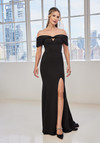 MGNY By Morilee 73129 Scuba Jersey Off Shoulder Keyhole Gown