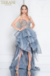 Terani Couture 1811P5782 Organza Beaded Tiered Ruffles Dress