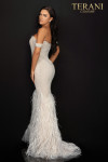 Terani Couture 2011GL2175 Off-Shoulder Feathered Skirt Gown