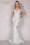 Terani Couture 2027GL3231 Floral Feather Off-shoulder Dress