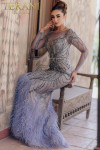 Terani Couture 232GL1404 Feather Sheer Long Sleeves Dress