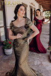 Terani Couture 232M1518 Metallic Jacquard Pleated Long Dress