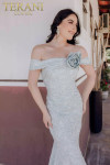Terani Couture 232M1519 Polyester Brocade Off Shoulder Dress