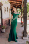 Terani Couture 232M1549 Stretch Satin Off Shoulder Dress