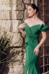 Terani Couture 232M1560 Satin 3D Flower Off Shoulder Dress