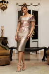 Terani Couture 242C3024 Jacquard Short Sleeves Short Dress